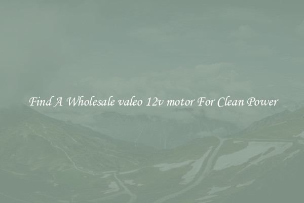 Find A Wholesale valeo 12v motor For Clean Power